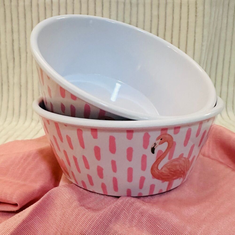 Melamine Flamingo Print Bowls - Set of 2